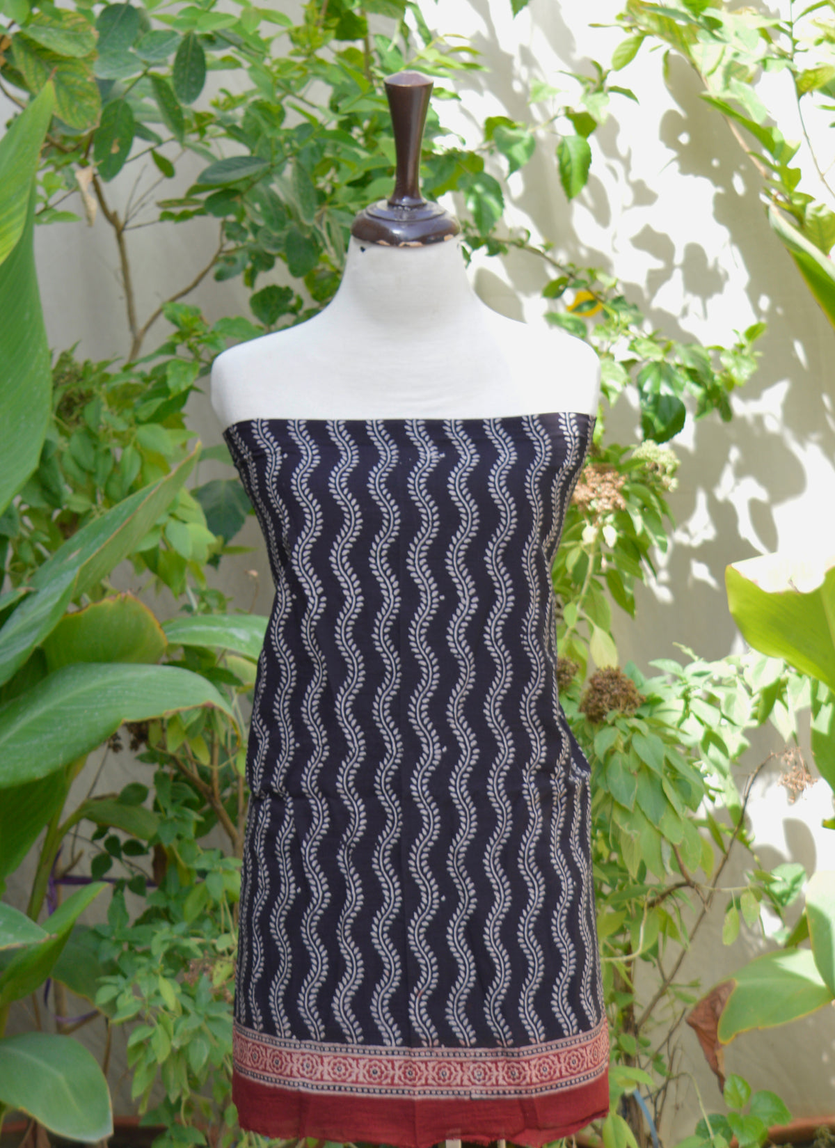 Traditional Ajrak Black Bel textile showcasing Sindhi craftsmanship and modern elegance