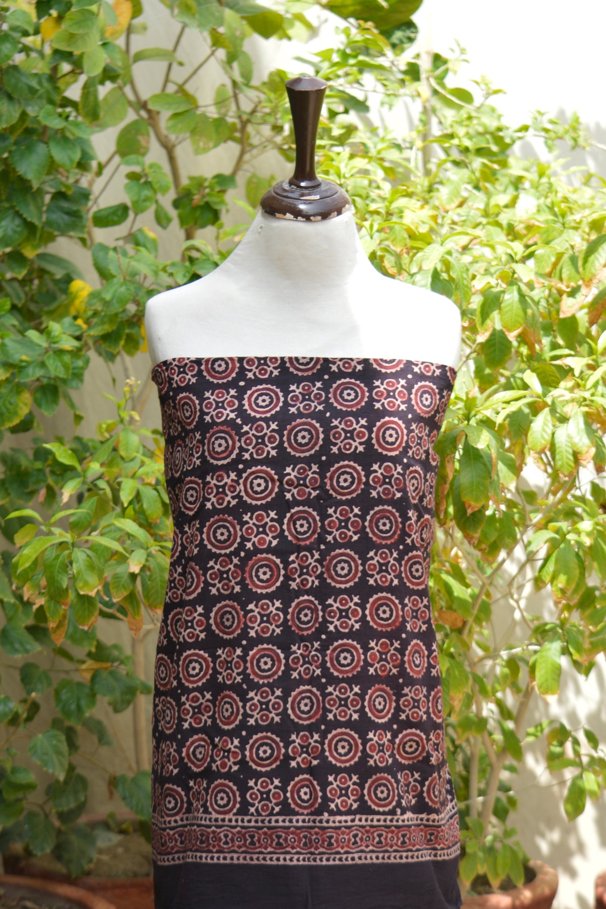 Traditional Sindhi Ajrak lawn shirt and dupatta featuring Floranza hand block print