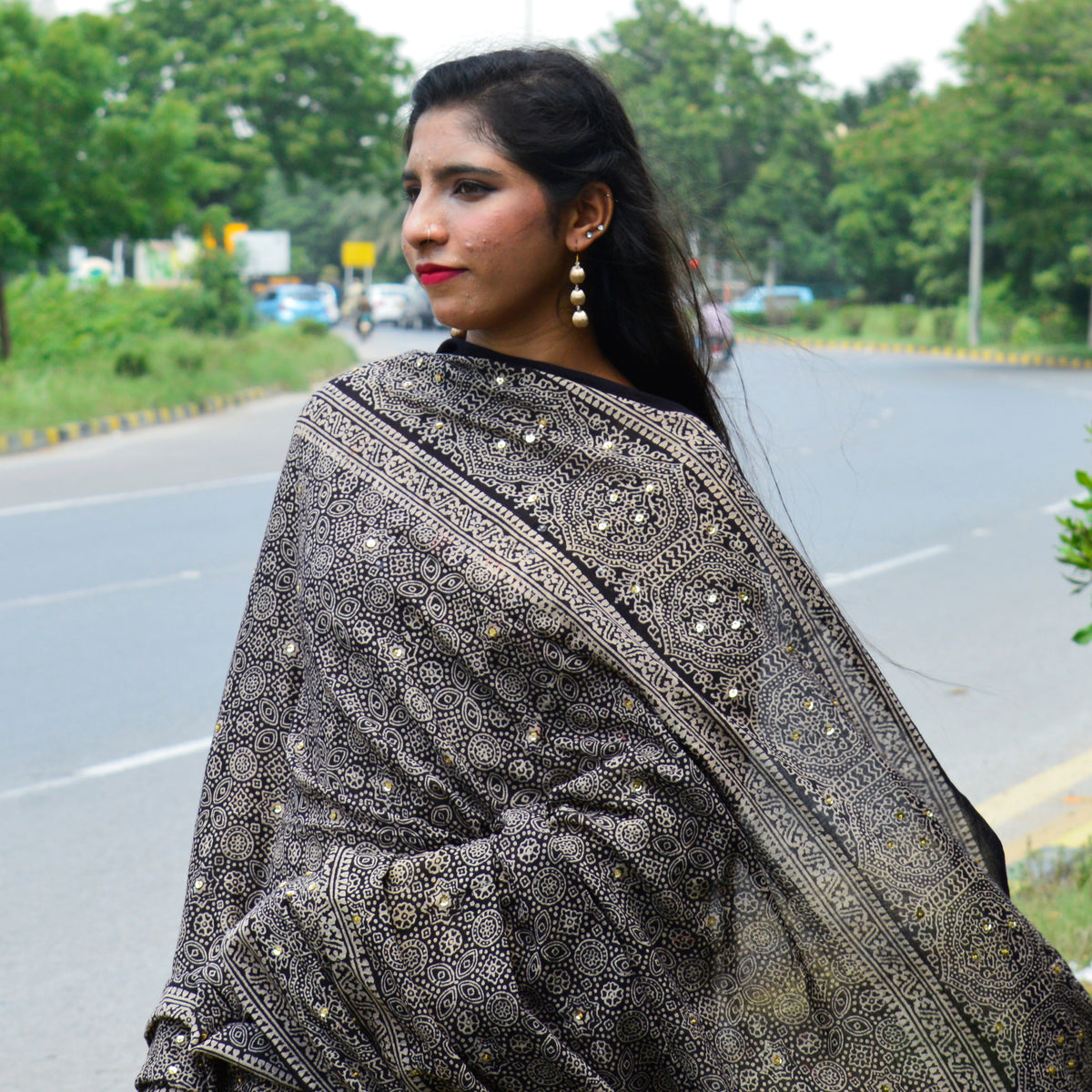 Ajrak Black Odhni