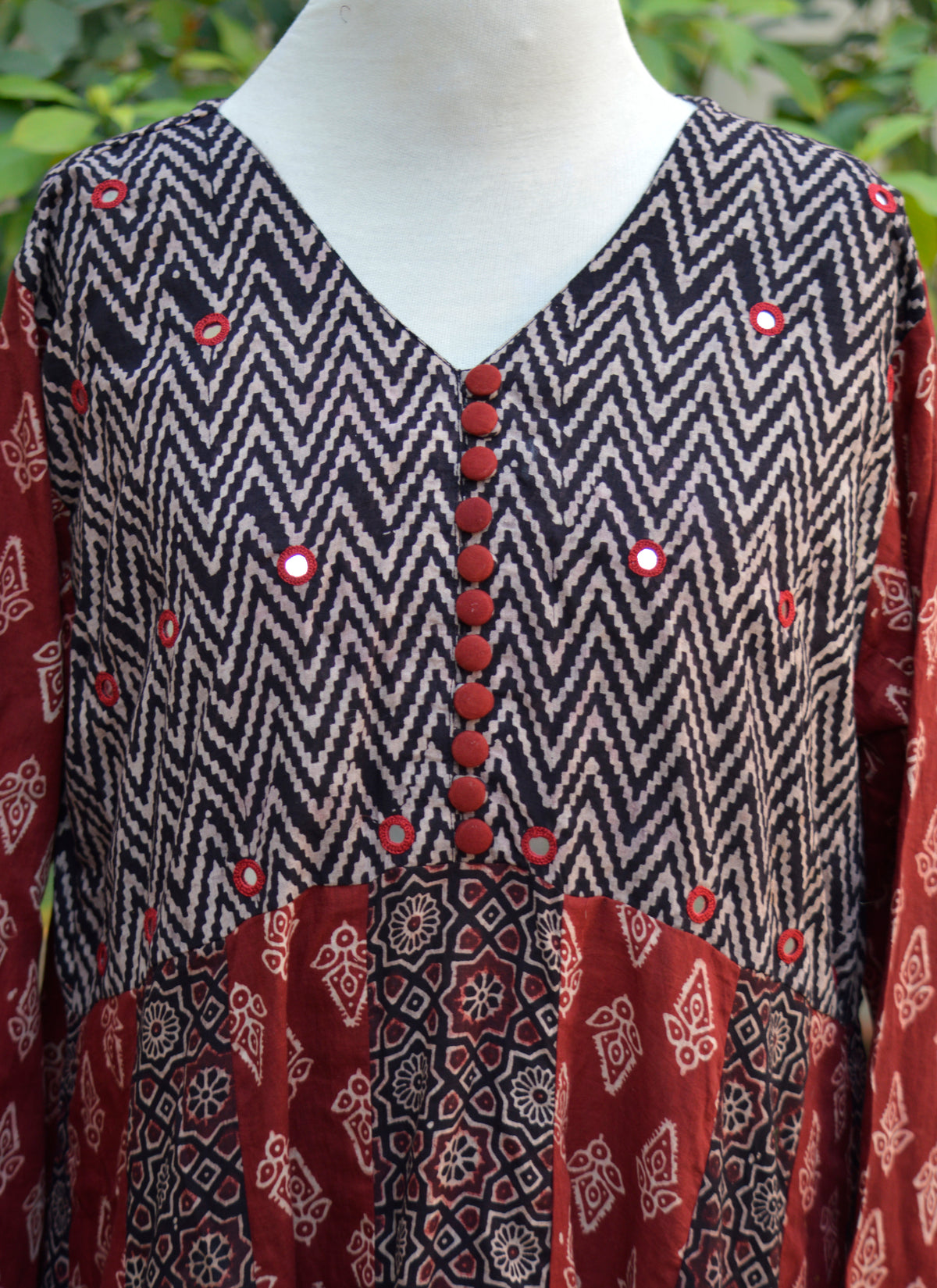 Premium lawn Ajrak Design Dress with traditional Gamthi motifs