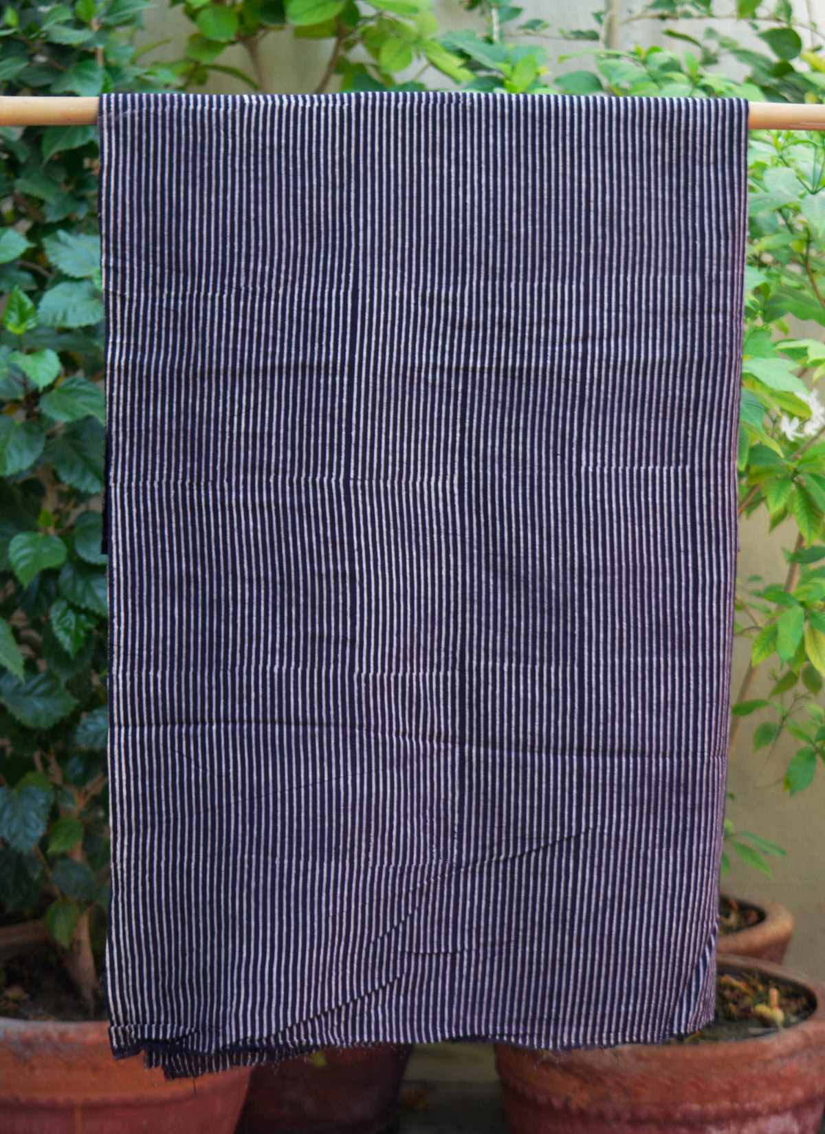 Black stripe Ajrak fabric for pants shalwar plazo hand block printed lawn