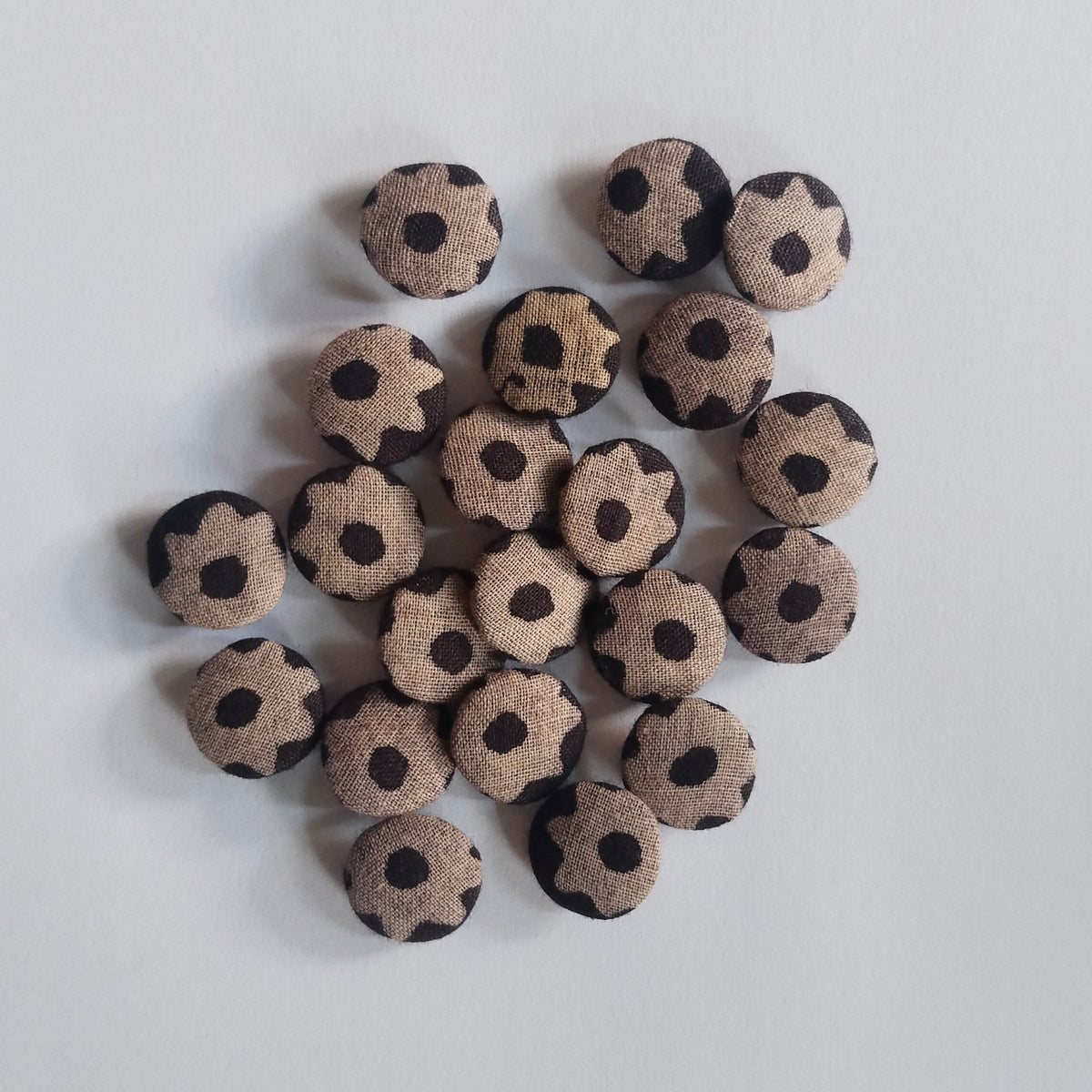 Ajrak Buttons White & Black Twinkles – Set of 6 Organic Dyed Hand Block Printed Decorative Buttons for Kurtas, Shirts, Dresses and Sewing Crafts by Sartiyoon Pakistan.