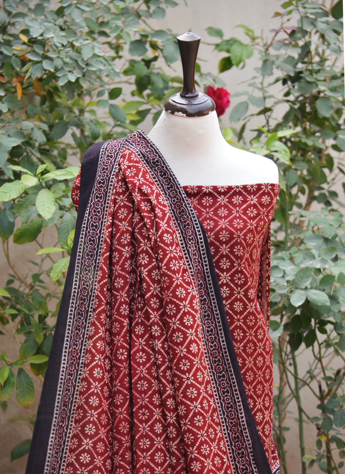 Traditional Ajrak Floral Jaal shirt dupatta hand block printed ethnic wear