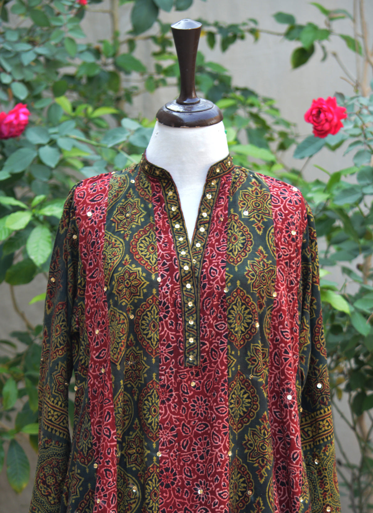 Authentic Sindhi Ajrak patchwork frock cotton bohemian style handcrafted Pakistan