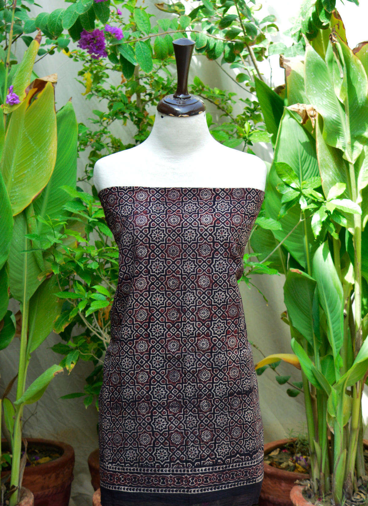 Cotton & Lawn Ajrak two-piece suit with organic dye hand block printing