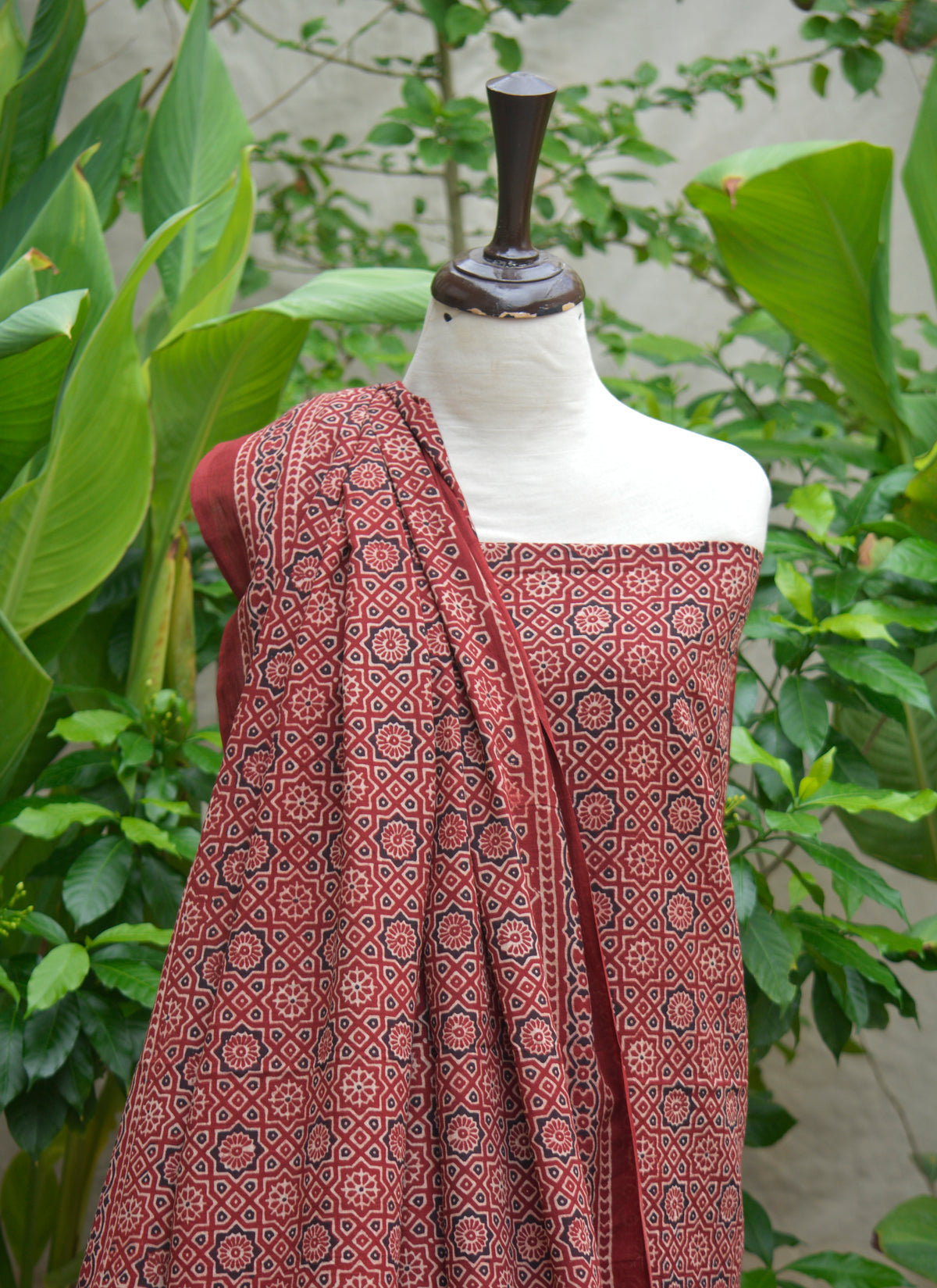 Traditional Ajrak design dress Moroccan style cotton lawn hand block print