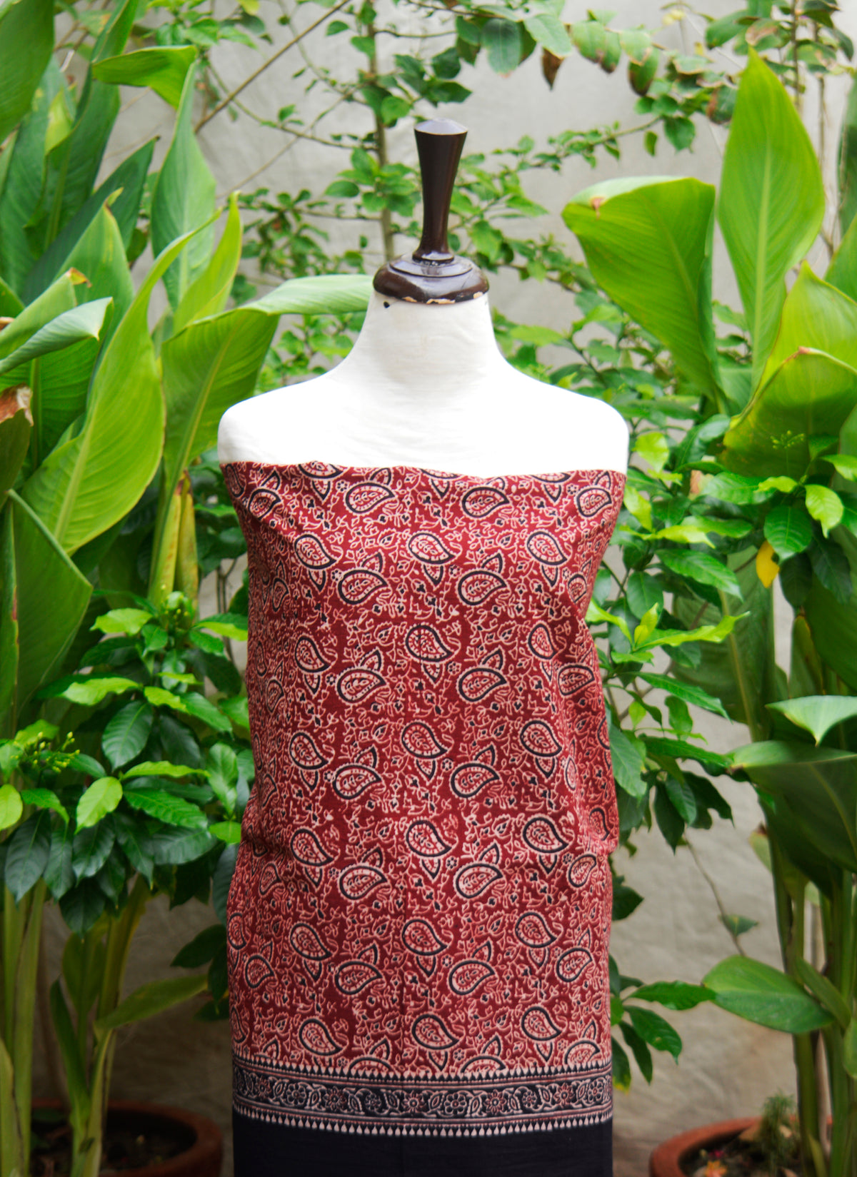 Ajrak Design Dress unstitched lawn suit in paisley bandana print, lightweight summer fabric with natural dyes.