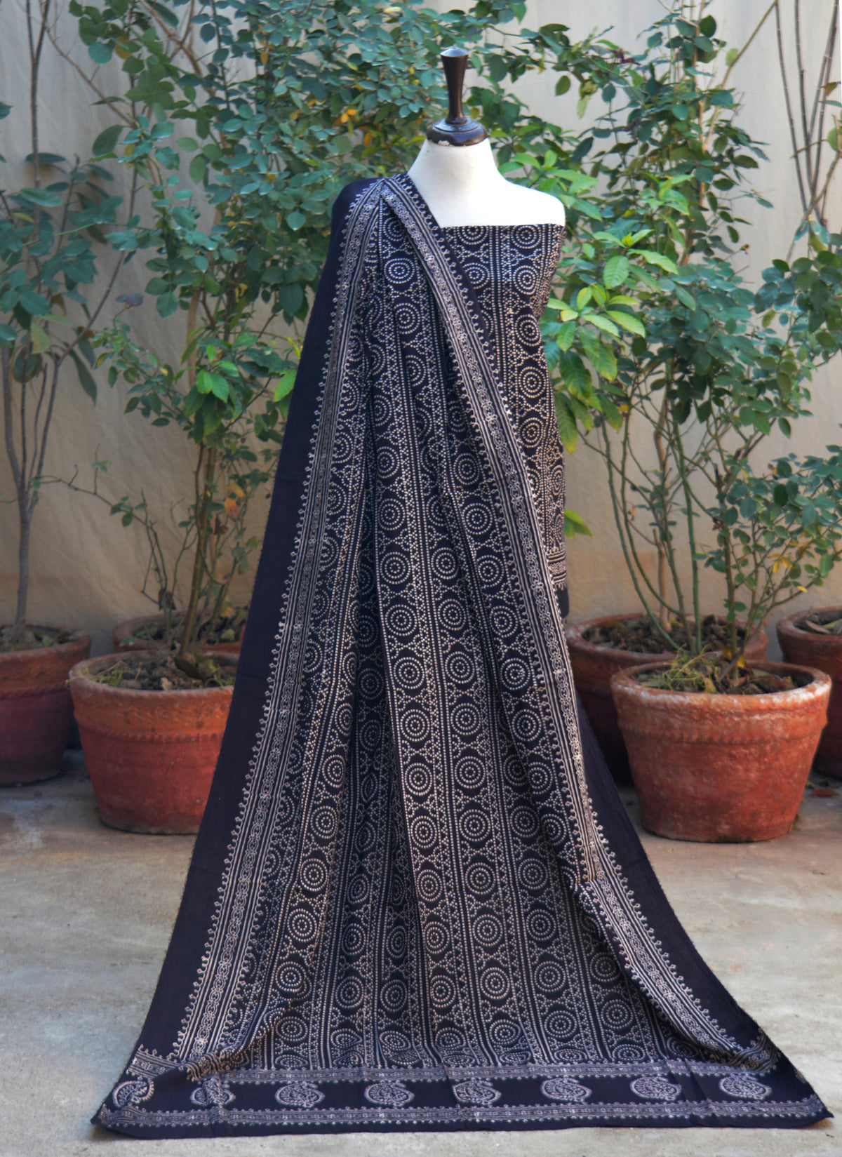 Premium Ajrak Design Dress Chunri black cultural fashion Pakistan elite wear