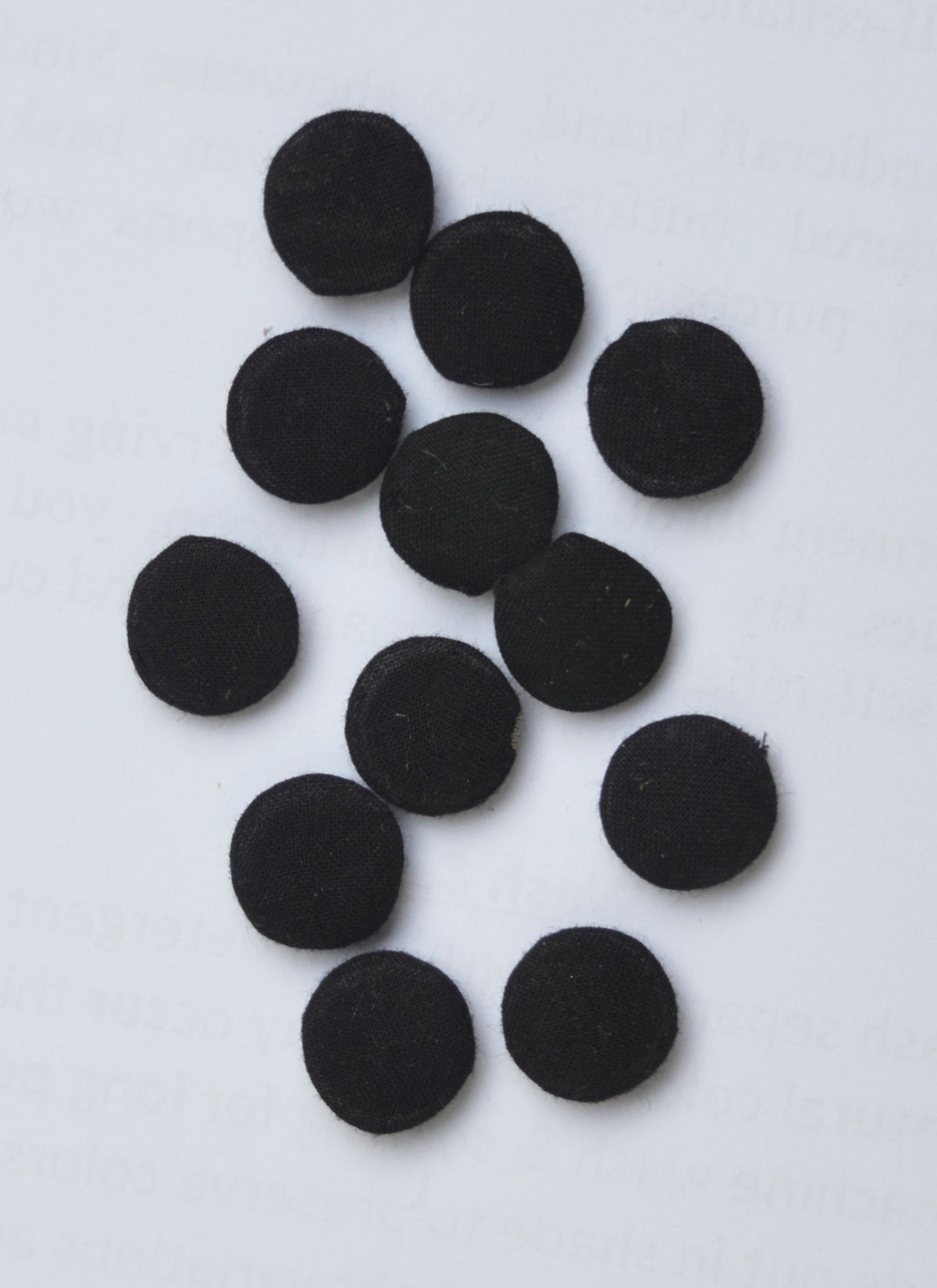 Plain black fabric-covered organic-dye button 13mm set of six – complements Ajrak Design Dress collection