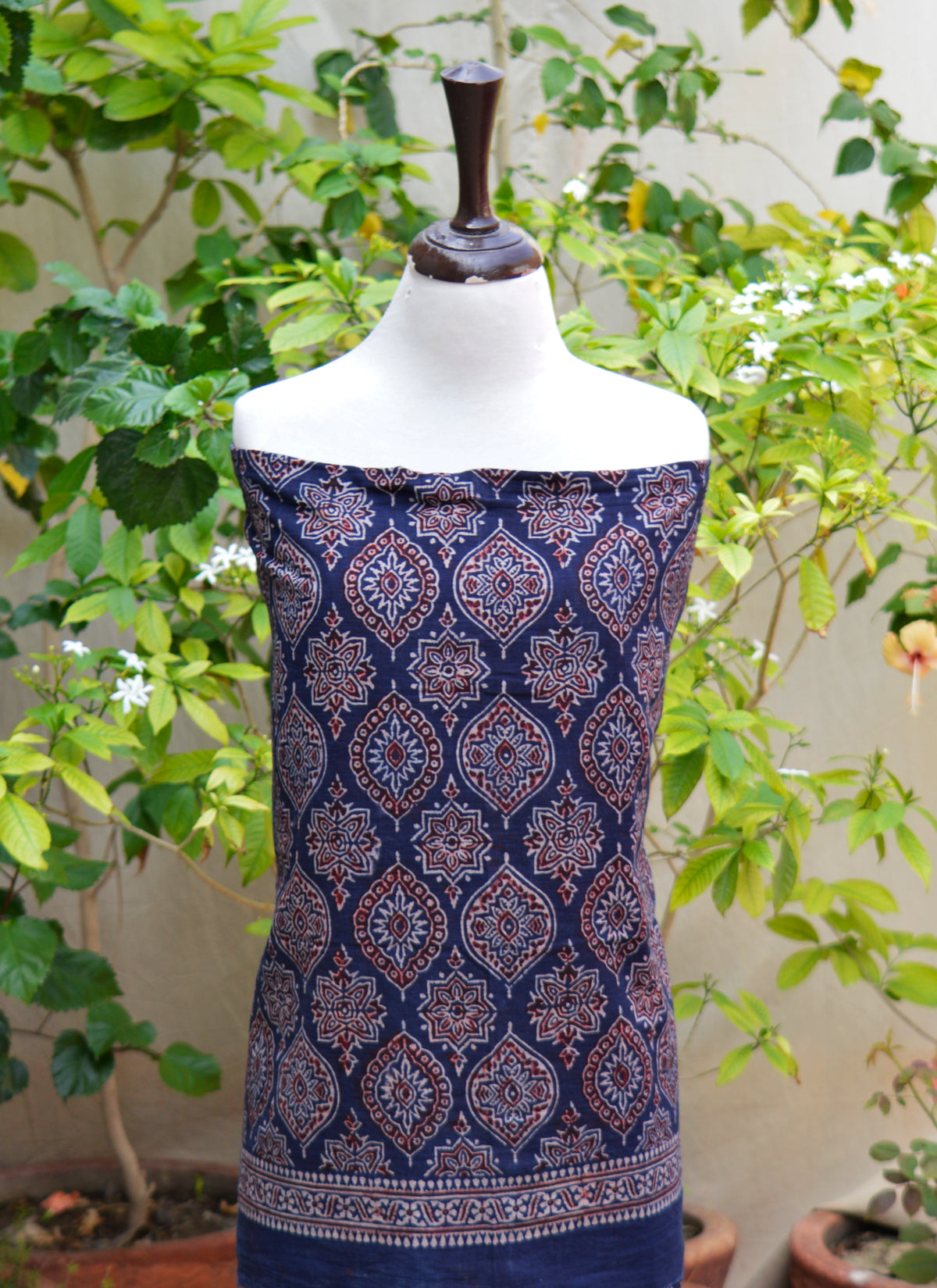 Premium Ajrak lawn suit organic dye hand block printed Ajrak Design Dress