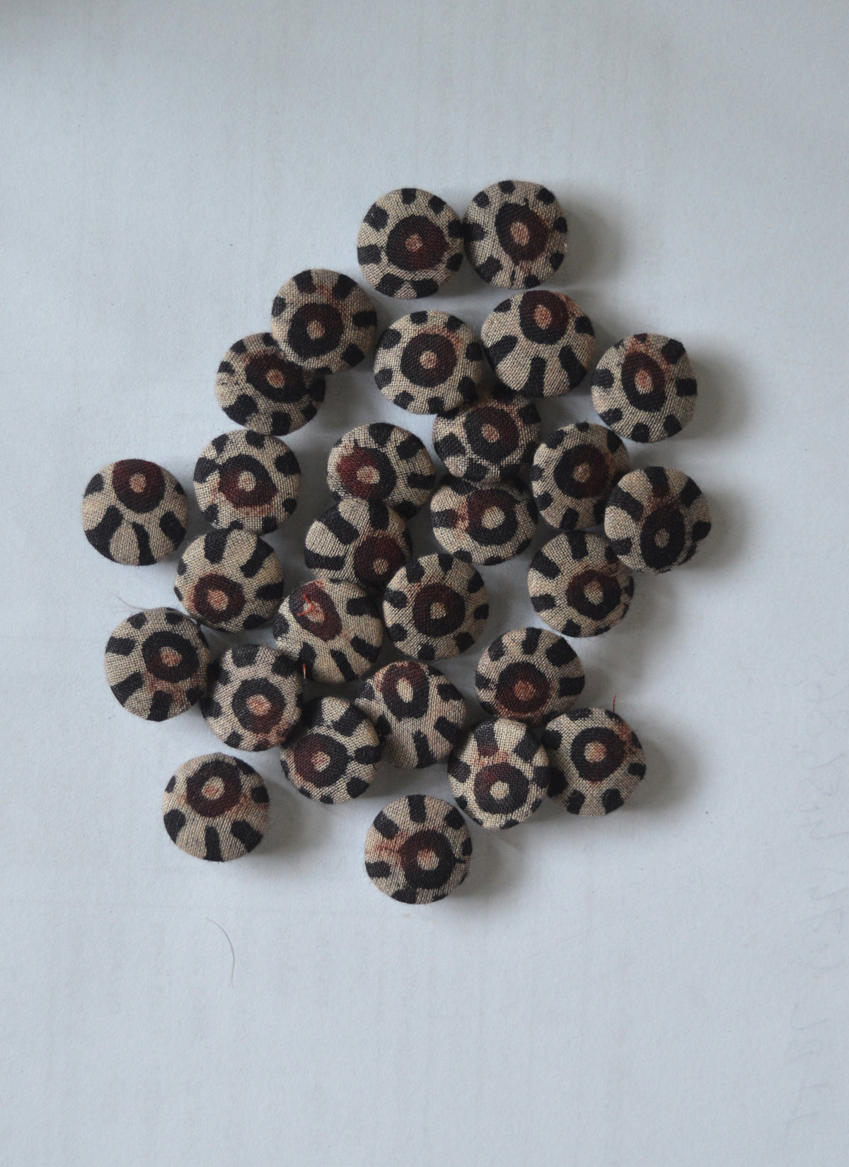 Black Ajrak fabric buttons handmade 13mm traditional dress accessories Pakistan