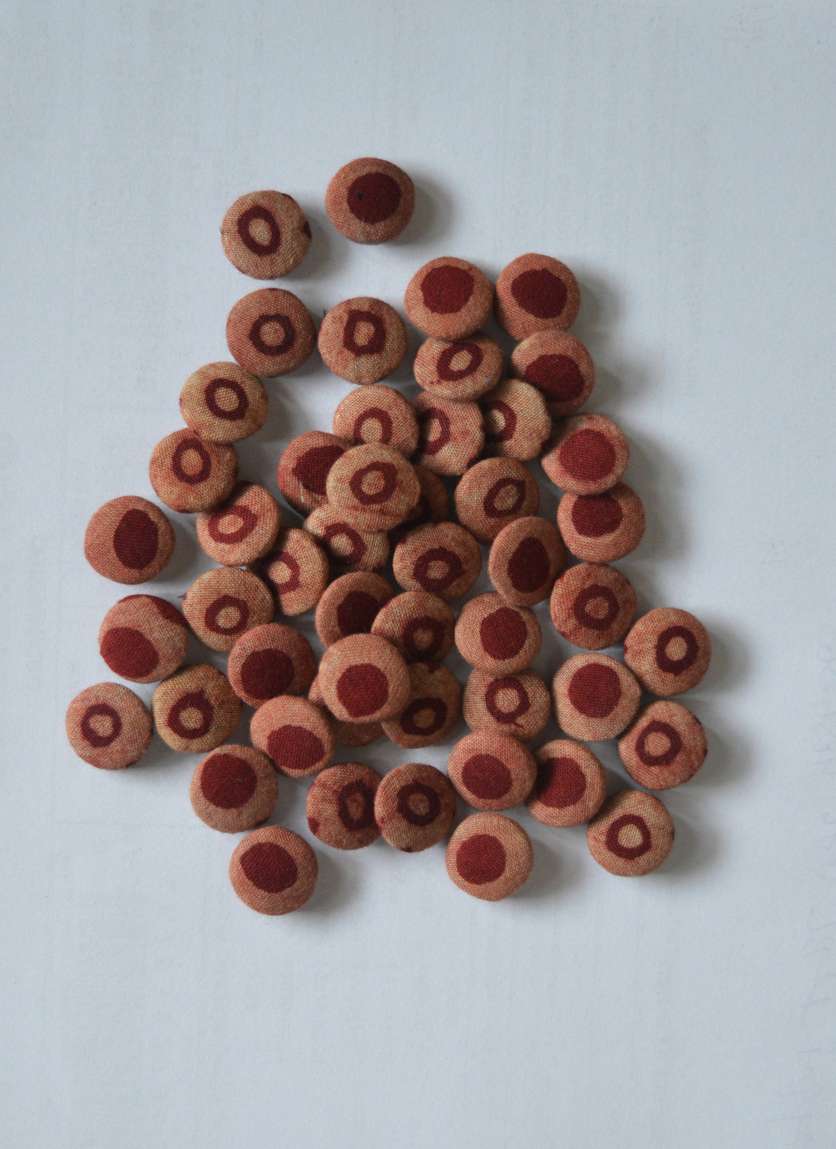 Handcrafted Ajrak buttons maroon two tone fabric clothing embellishments