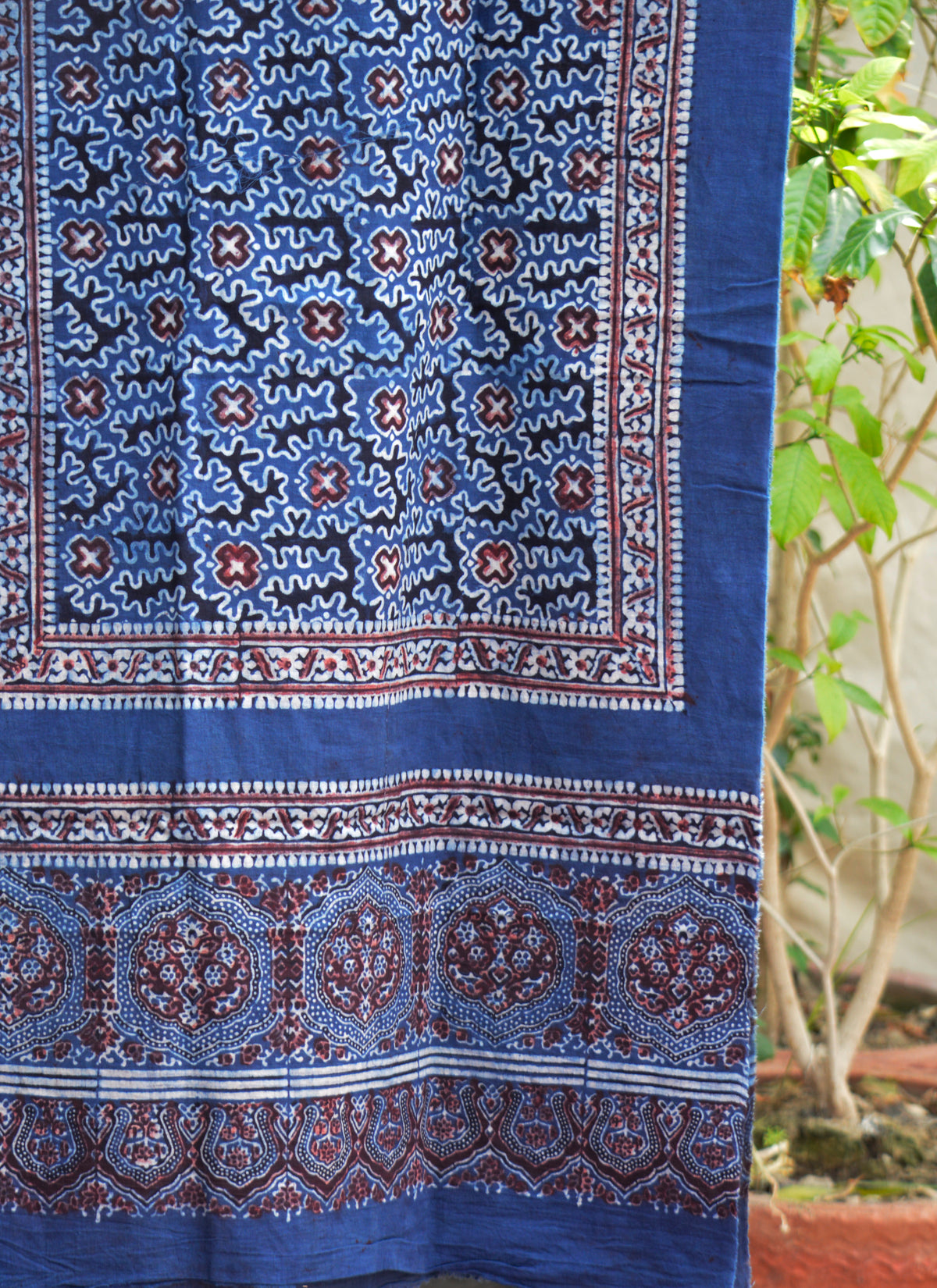 Organic dye indigo Kakkar scarf lawn fabric ethnic fashion Pakistan