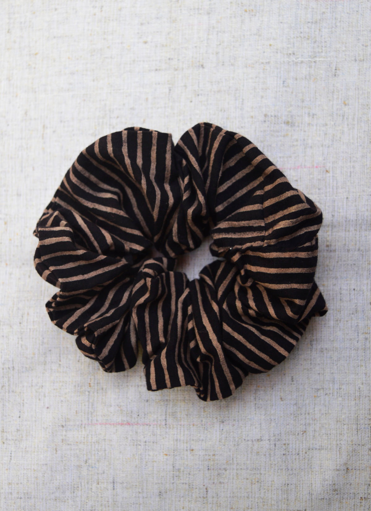 Traditional Ajrak fabric scrunchie for ponytail and bun hairstyle styling