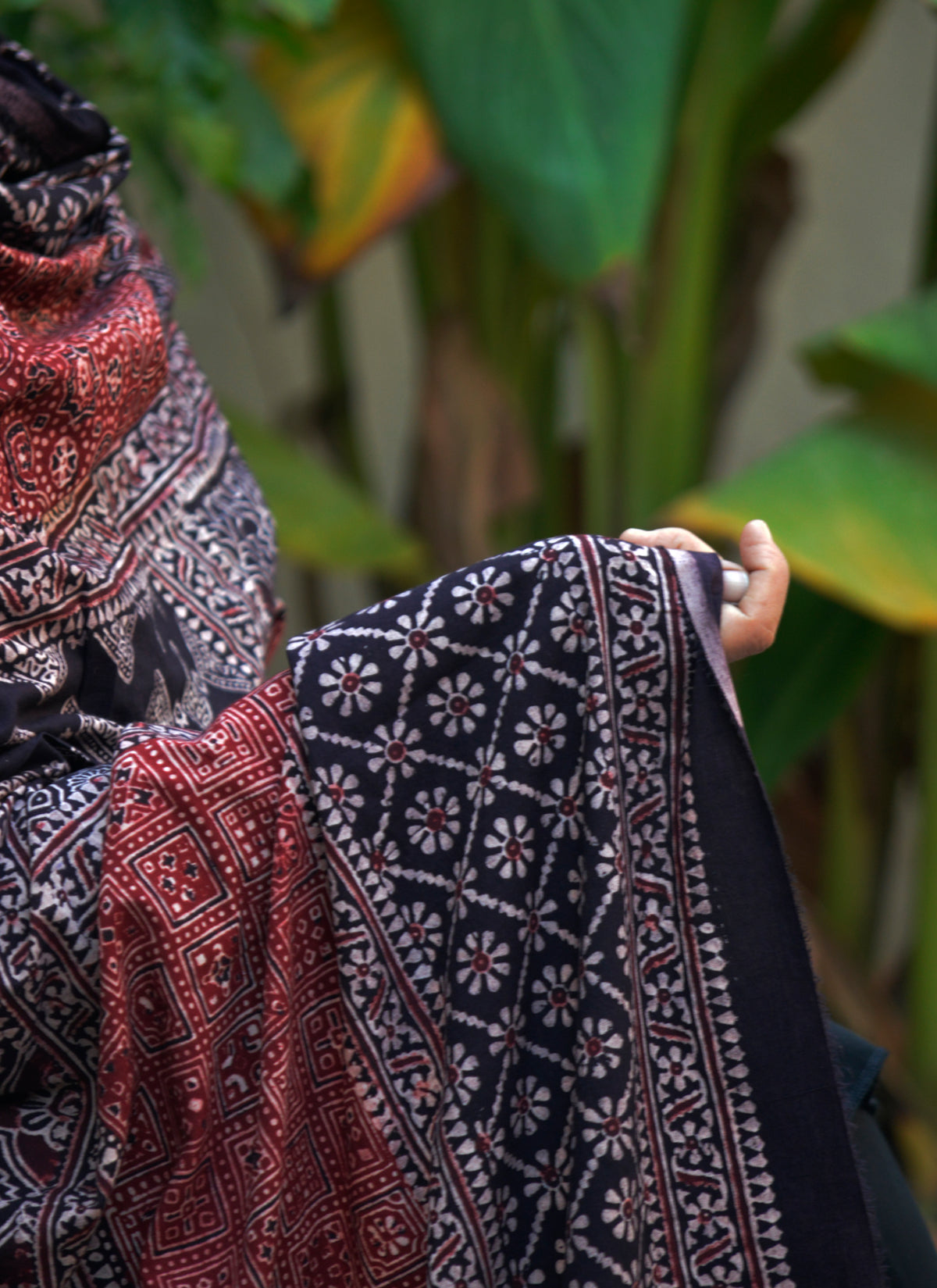 Hand Block Printed Ajrak Chaadar in Classic Multi Blocks with Thread Tassels – Premium Organic Dye Sindhi Dupatta