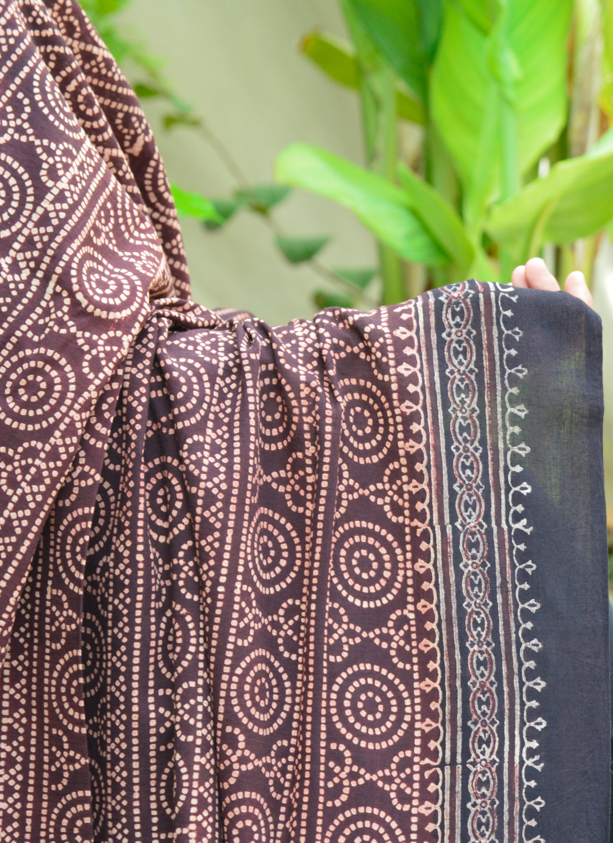Heritage-inspired Ajrak Chunri Chaadar in organic cotton with eco-friendly hand block printing