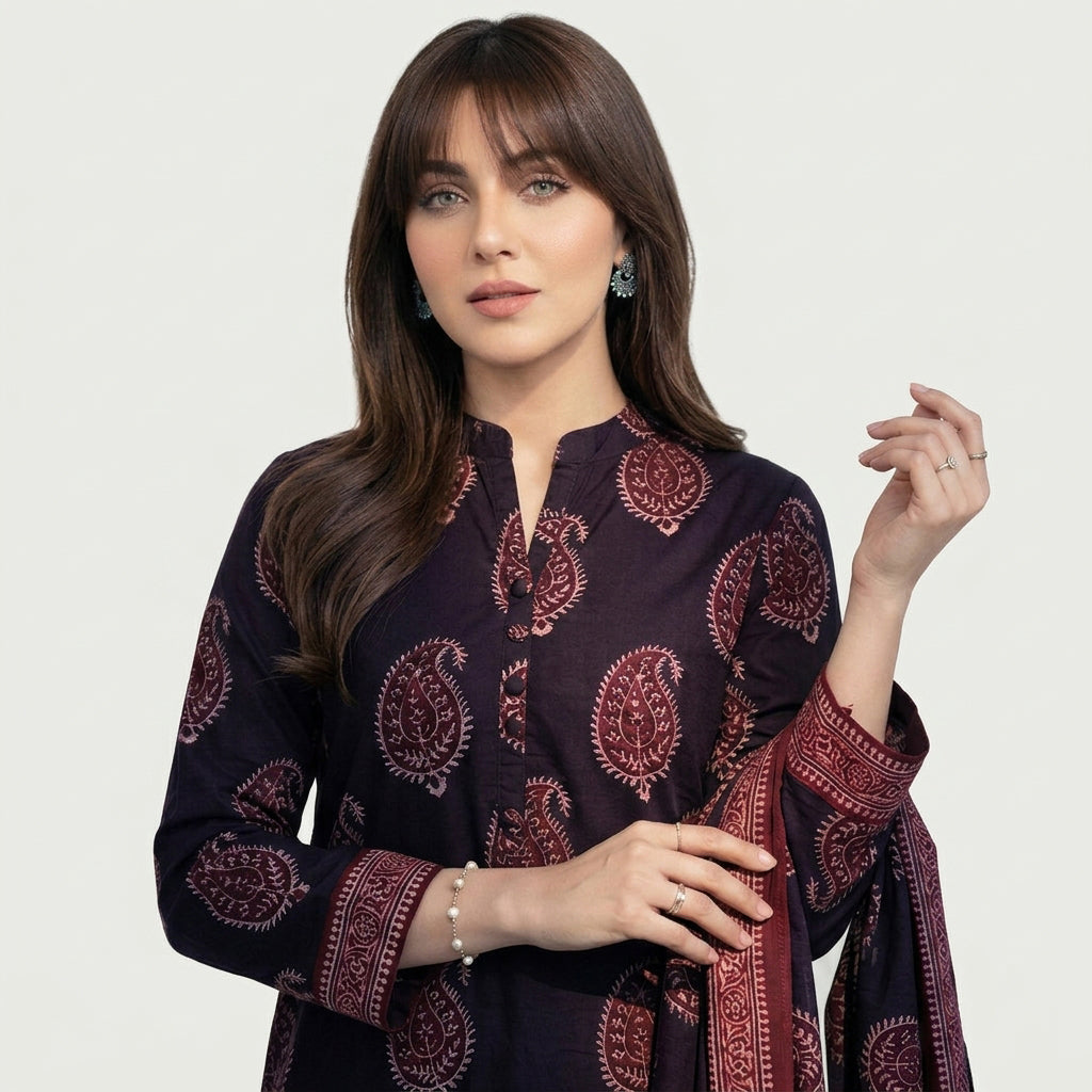 Black Anbi Kakkar Ajrak Design Dress with traditional hand block printed motifs and timeless ethnic elegance.