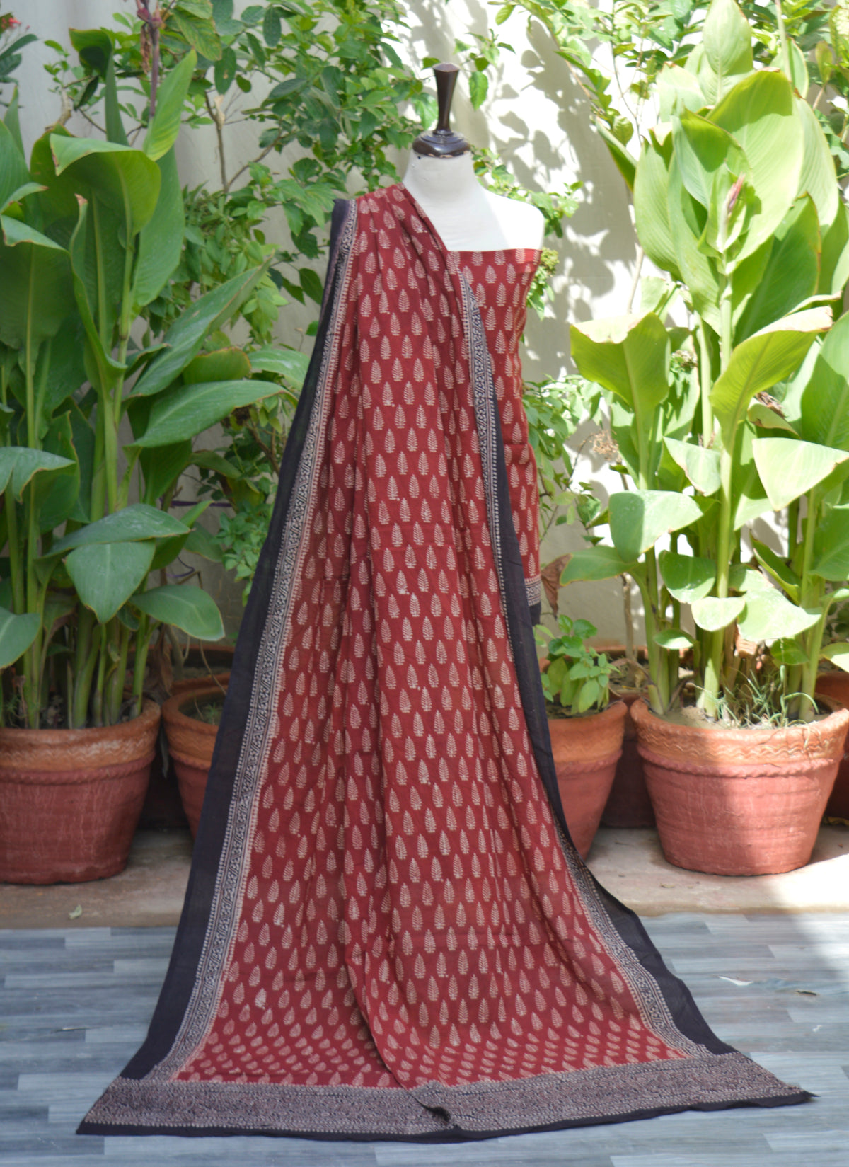 Ajrak Mountain Buta two-piece lawn dress – hand block printed shirt and dupatta
