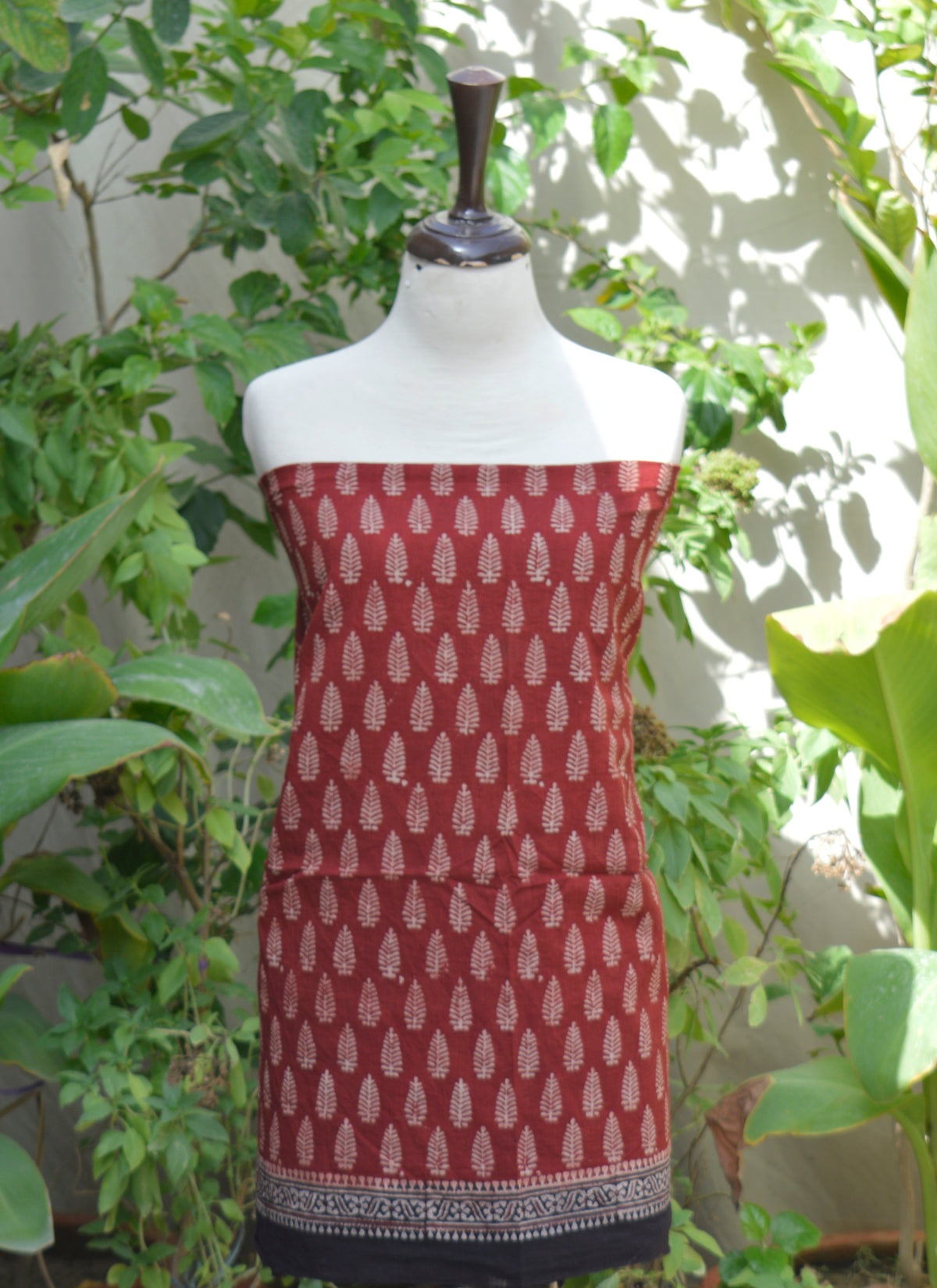 Hand block printed Mountain Buta Ajrak on lawn – two-piece traditional dress