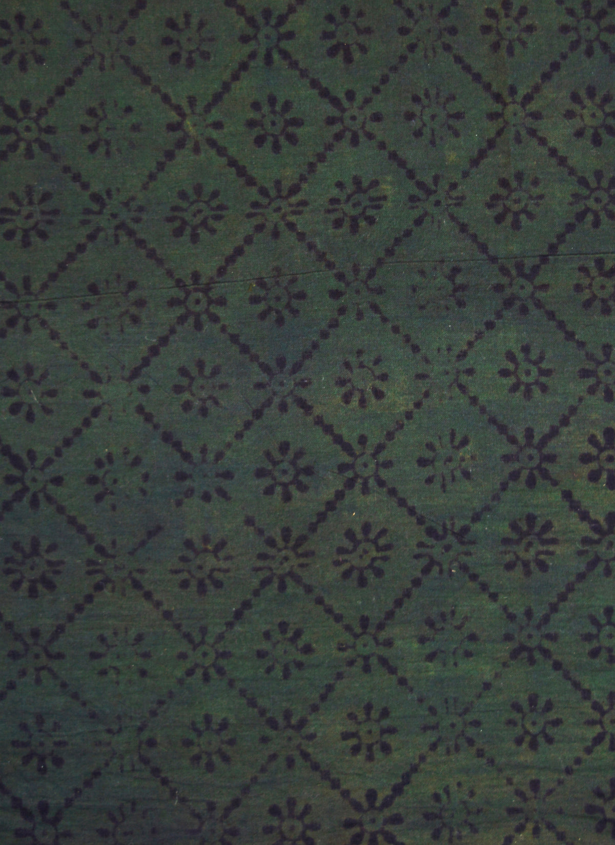 Traditional hand block printed jungle green hair scrunchie in organic cotton – Ajrak style accessory