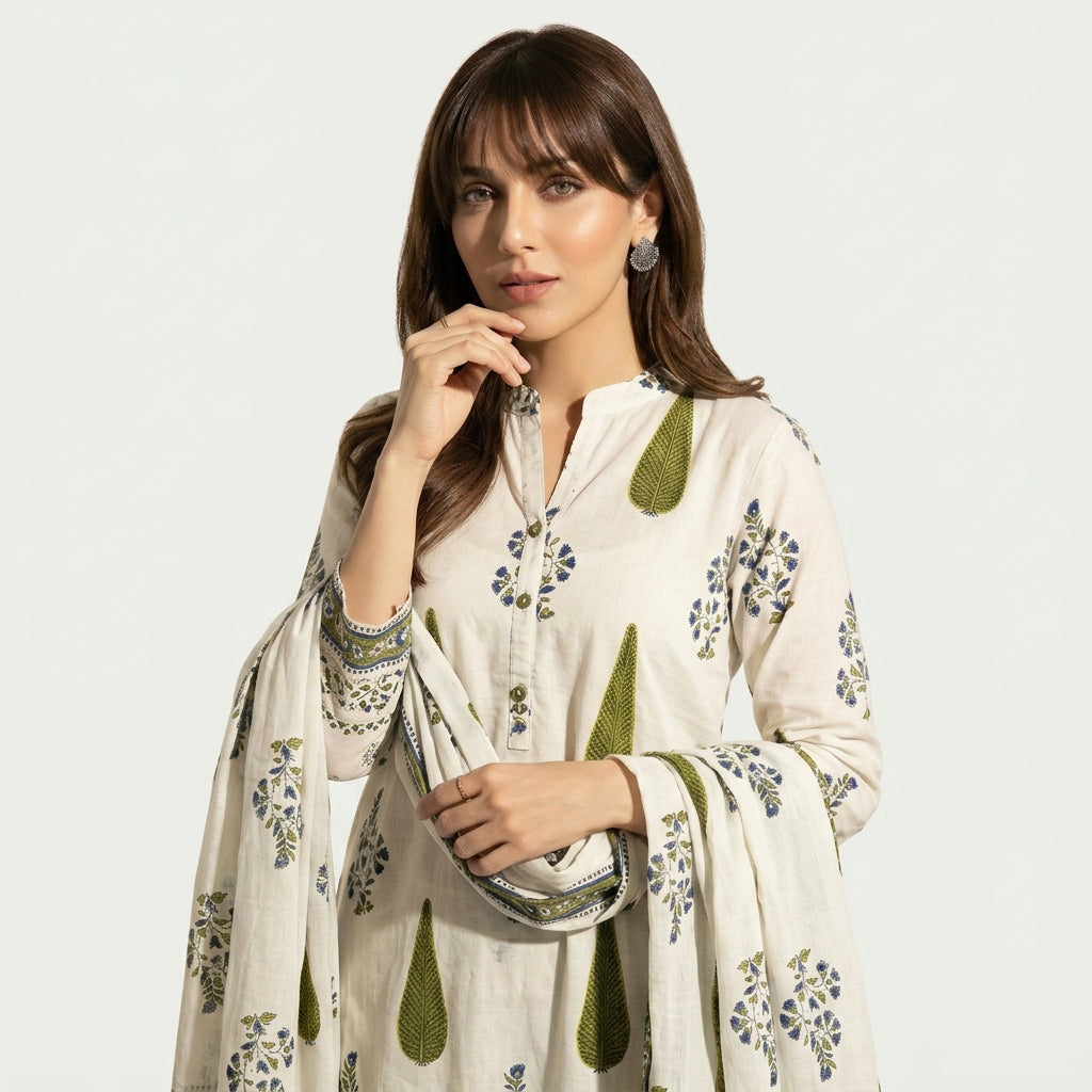 Women's Dress Suit with Vibrant Floral Block Prints