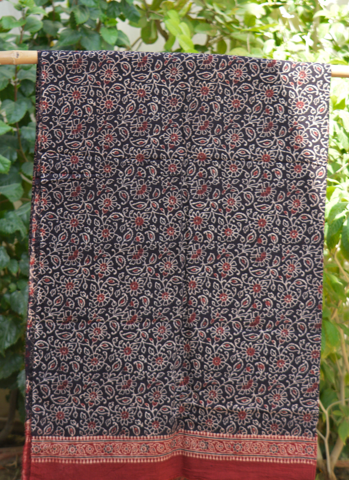 Floral Bel Two Tone Hand Block Printed Lawn Fabric