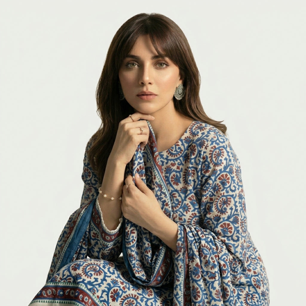 Dress Suit with Large Multicolor Floral Block Prints