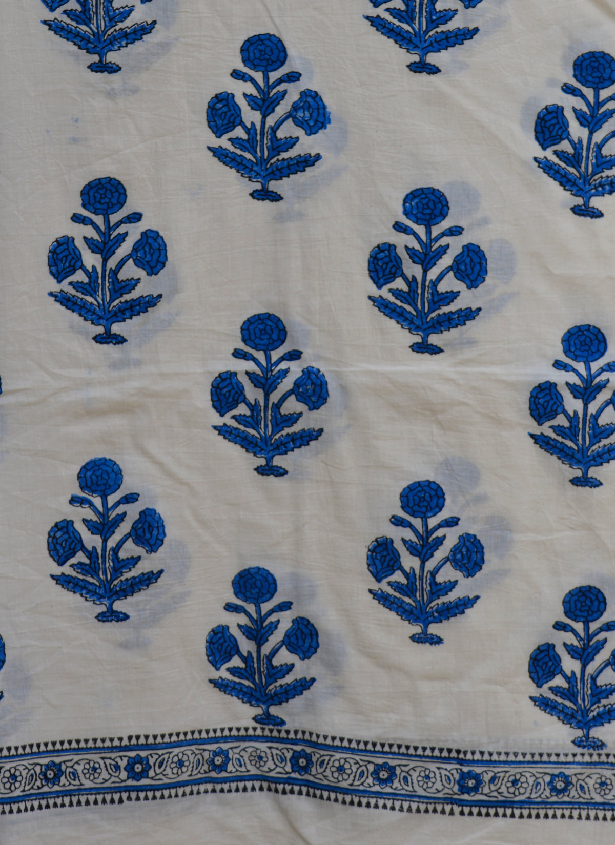 Hand block print fabric floral butta blue ferozi in premium cotton fabric