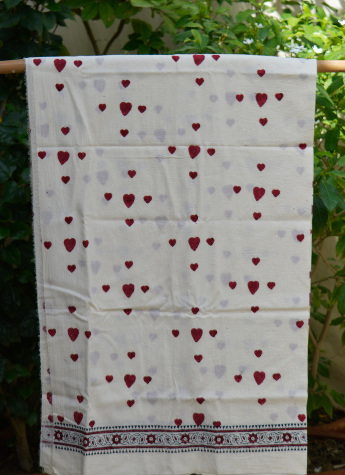 Soft breathable cotton fabric for dresses and kurtas with Grid Heart print