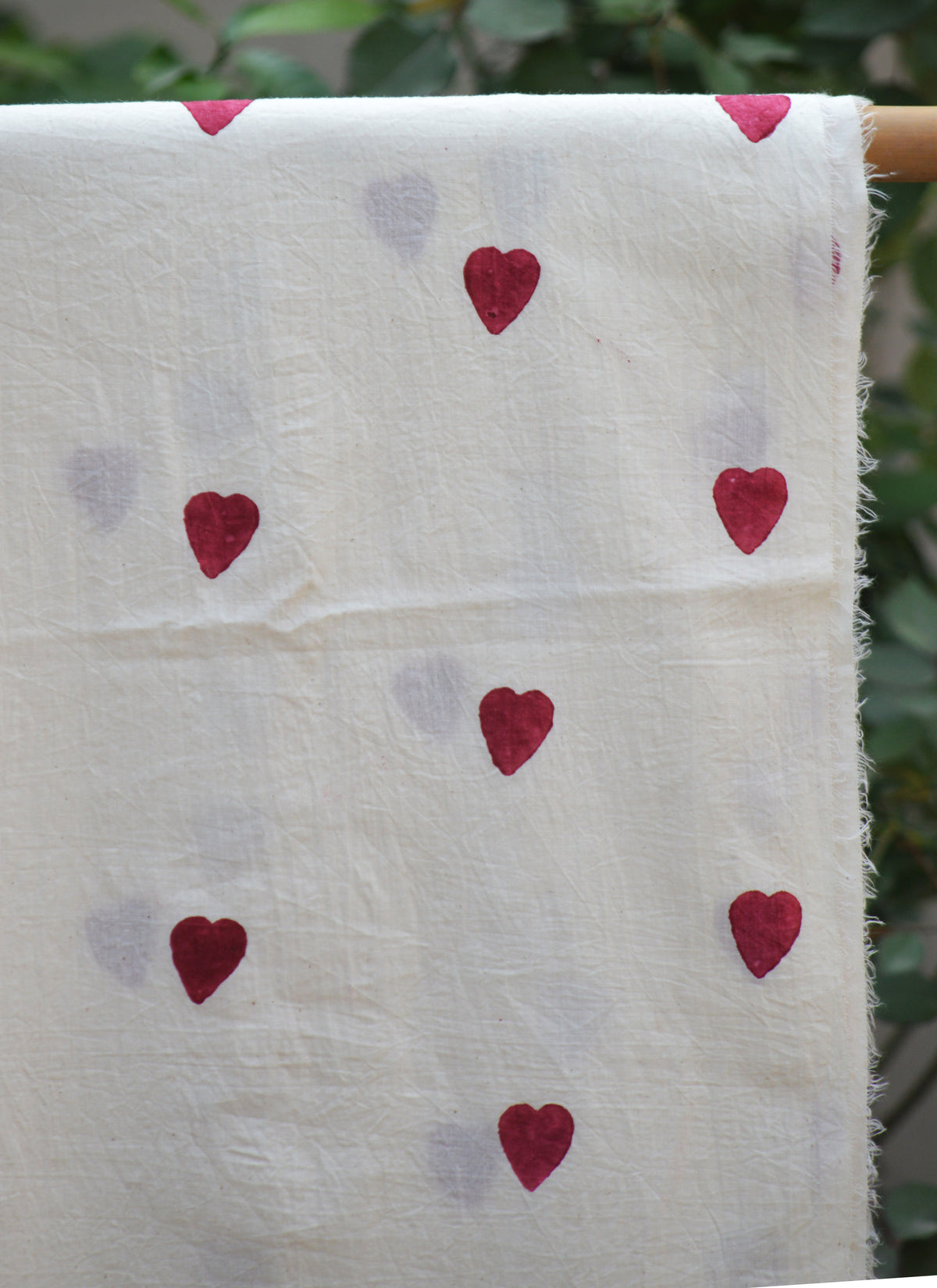 Cotton hand block printed heart design kurta fabric 2.5 meters length