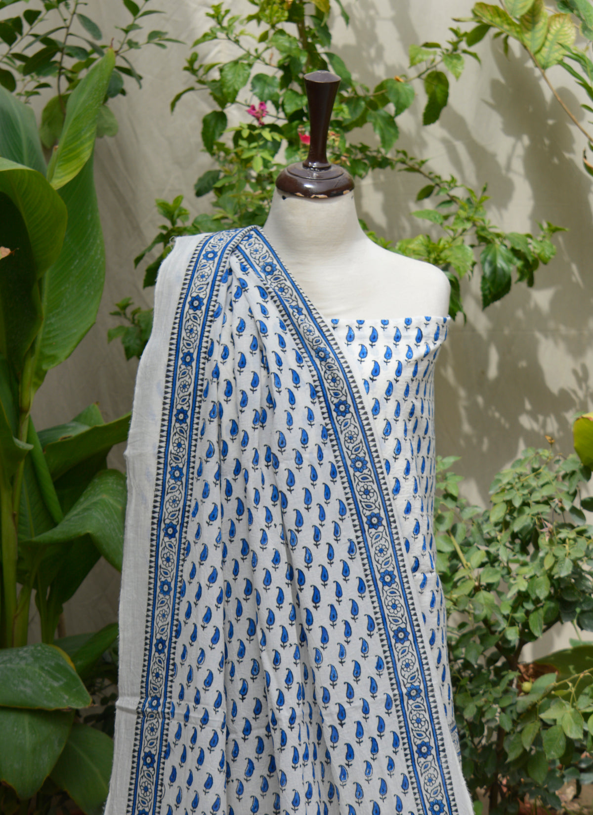 Two-piece lawn set featuring Kerry-inspired patterns in elegant hand block print