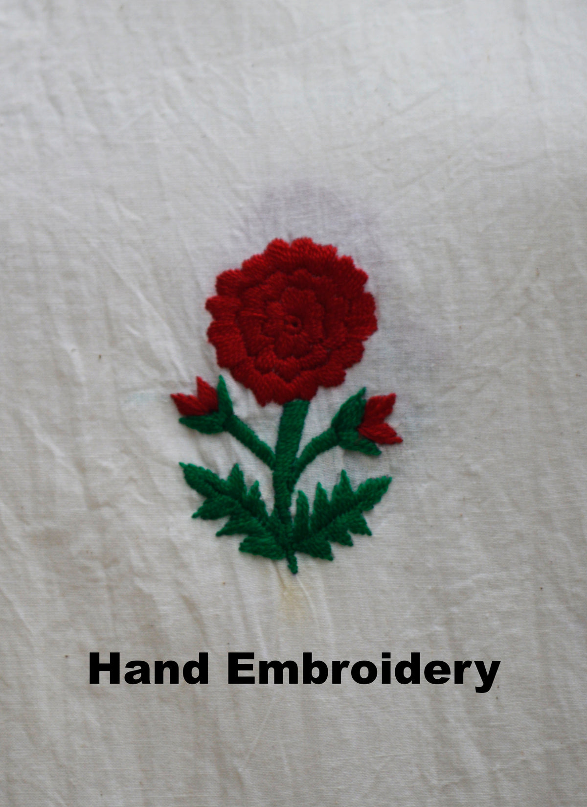 Artisan hand embroidered cotton two piece suit with block printed dupatta traditional wear