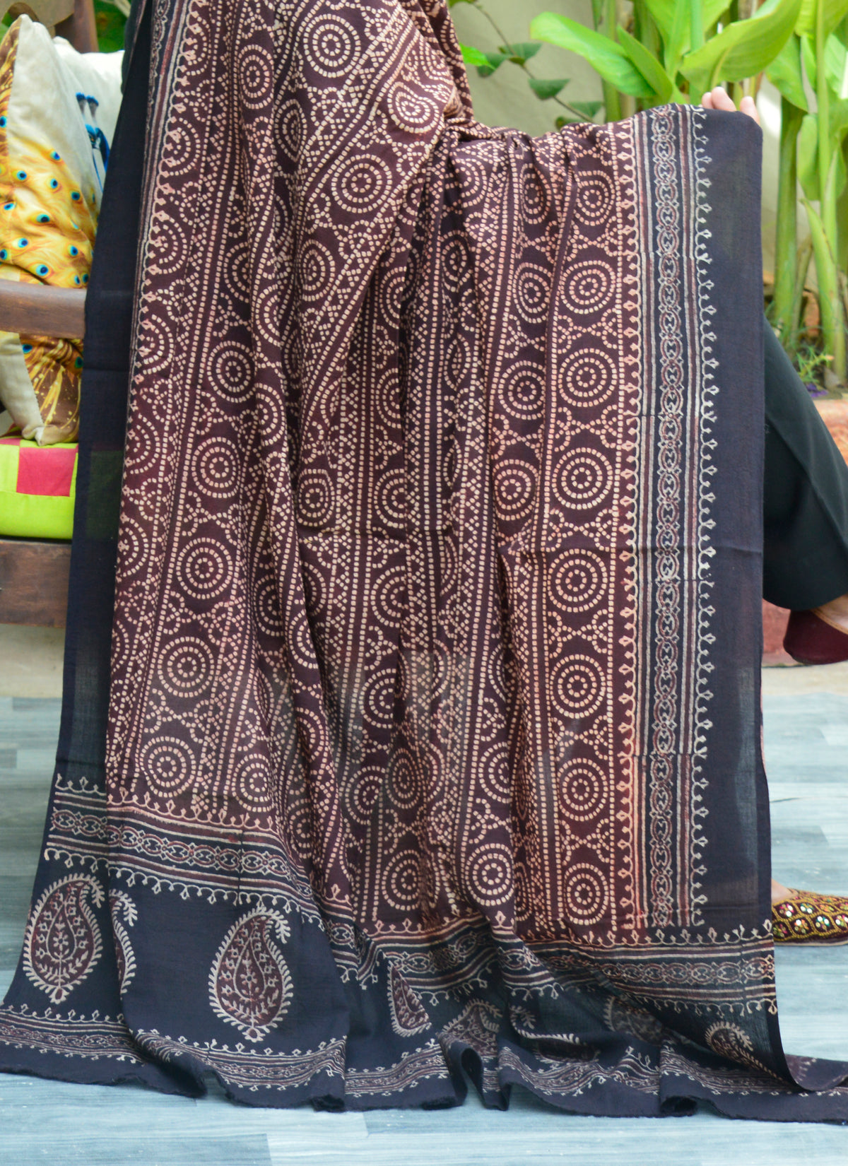 Elegant Sindhi Ajrak Design Dress style Chunri Chaadar made with natural dyes