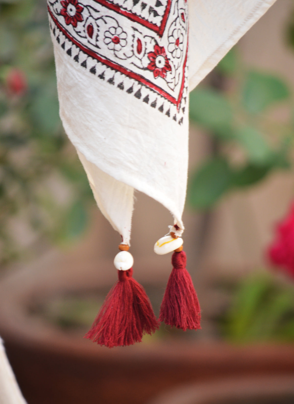 Traditional hand block printed cotton chadar dupatta for women with heart motif artisanal finish