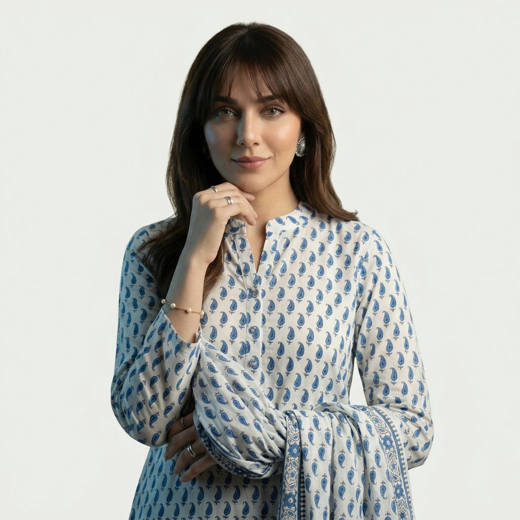 Multicolor Floral Block Print Suit for Women