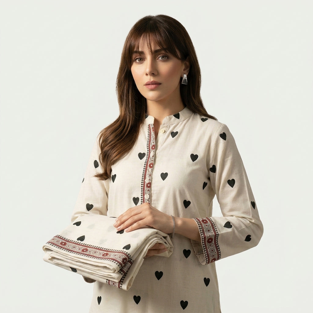 Dress Suit with Fine Multicolor Floral Block Printing