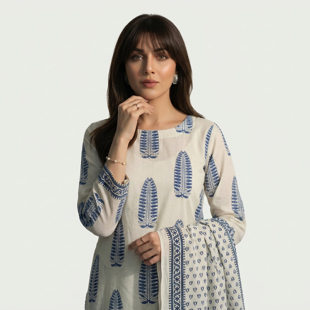 Floral Dress Suit with Vibrant Decorative Patterns