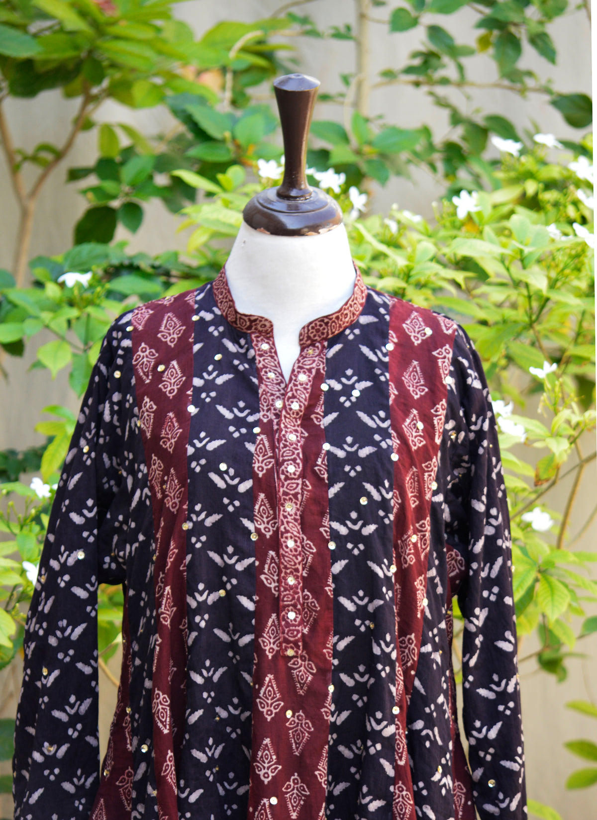 Handmade Ajrak Design Dress colorful patchwork maxi summer wear