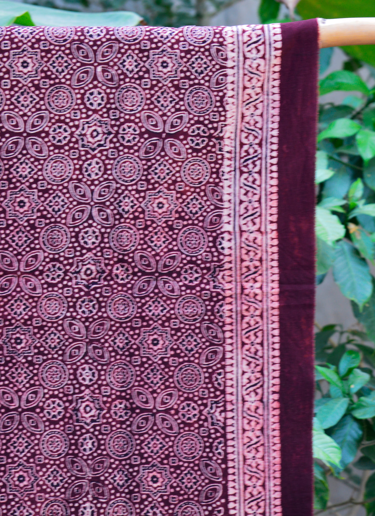 Traditional Sindhi maroon Ajrak scarf in breathable cotton