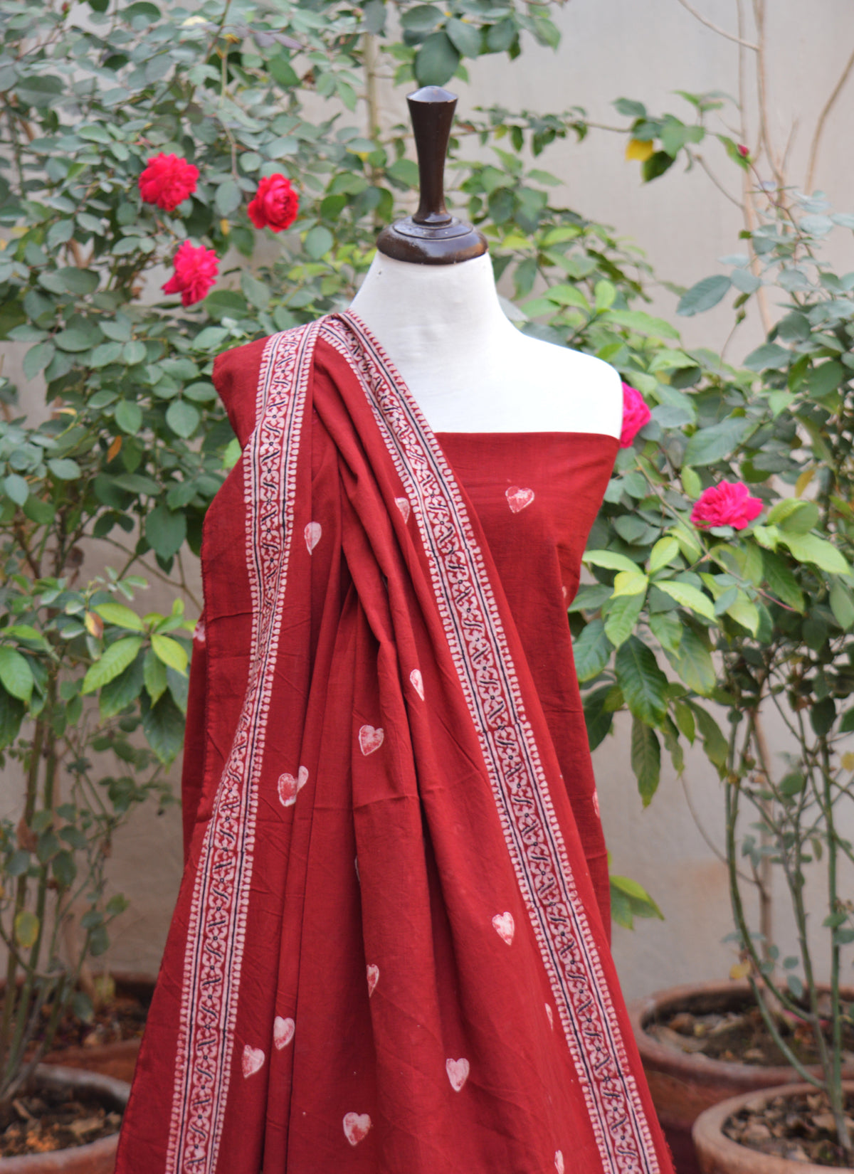 Traditional Ajrak design dress organic dye hand block printed cotton two piece for women