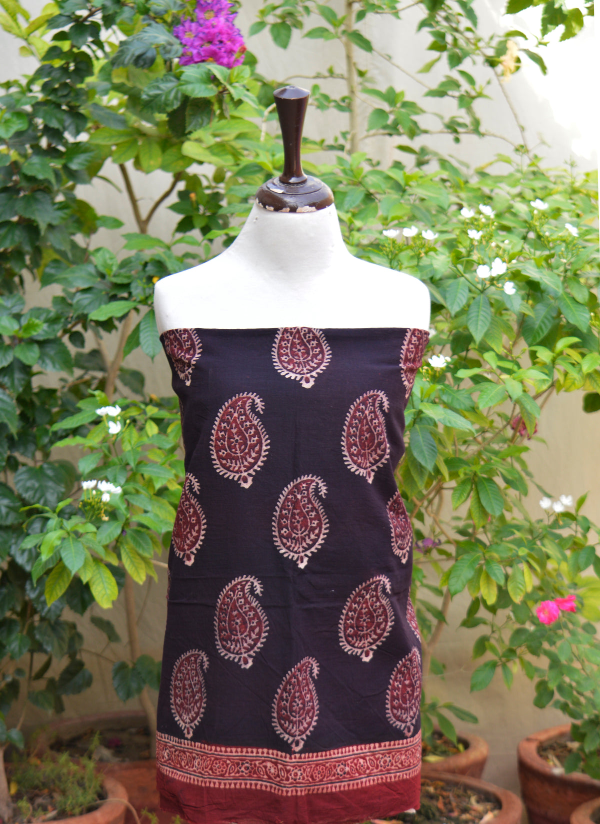 Luxury Ajrak Design Dress with traditional Anbi pattern in premium lawn fabric