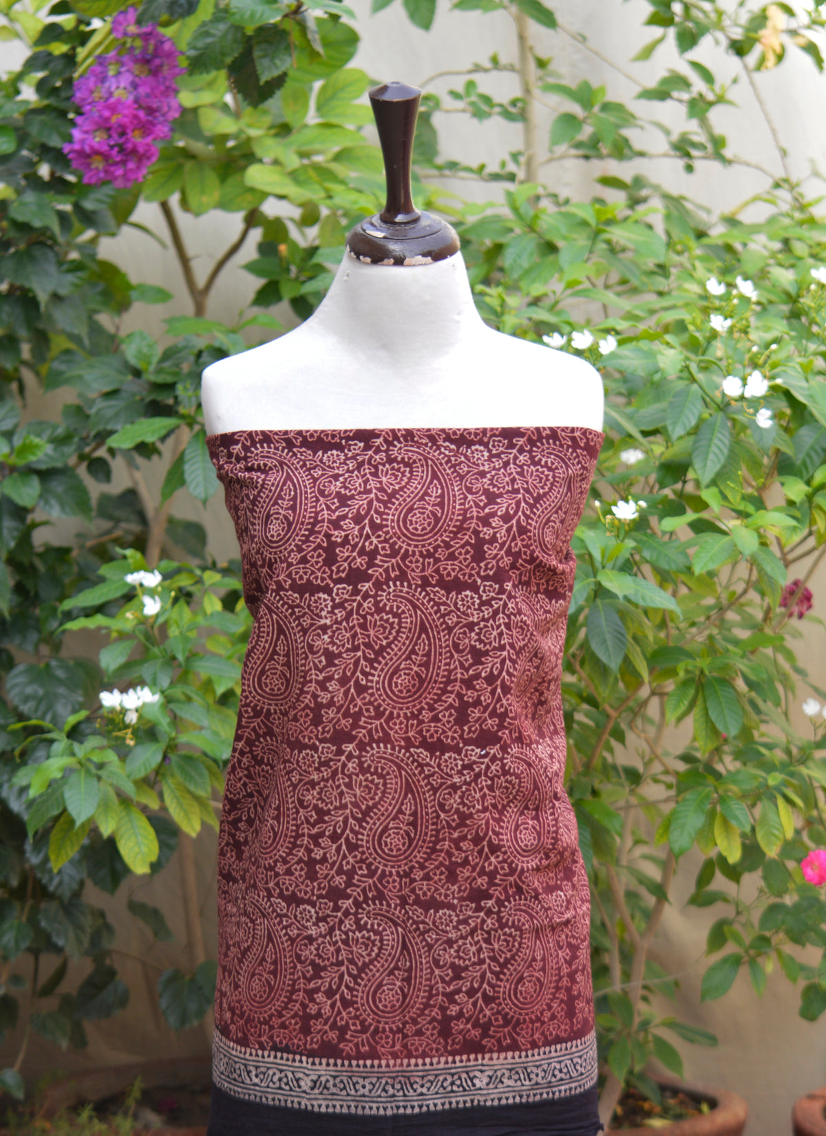 Premium lawn Ajrak two-piece with organic dye hand block print and Anbi motifs