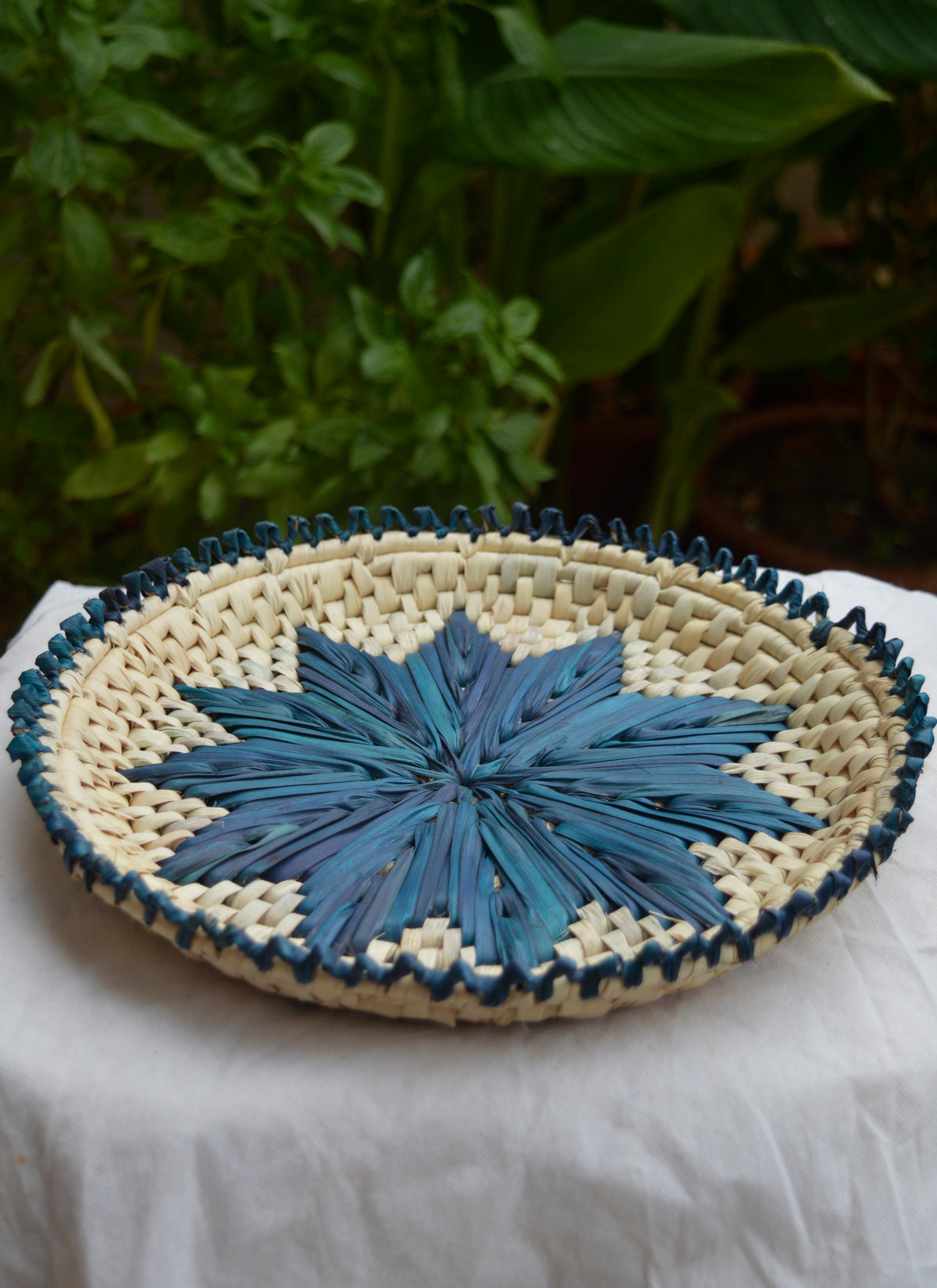 Traditional ferozi changair bread plate 11x11 inches for roti and fruits.