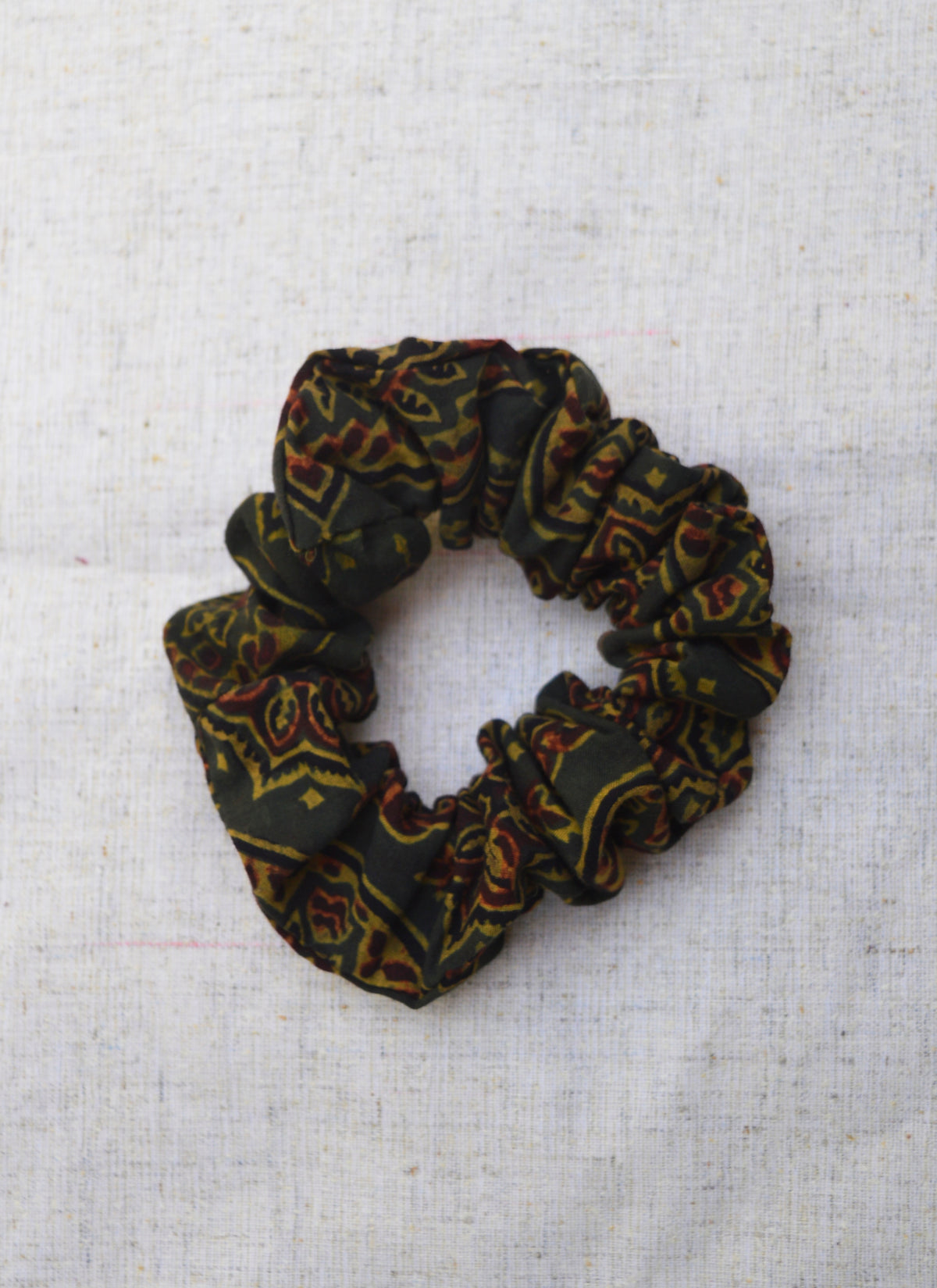 Ajrak Scrunchie Dark Green