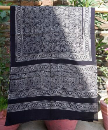 Black Ajrak Scarf, natural dye hand block print , ajrak scarf, ajrak stole