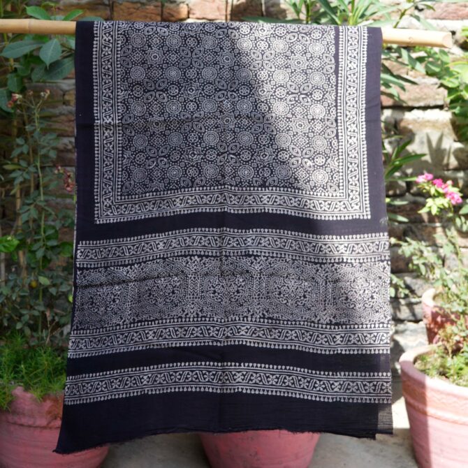 Black Ajrak Scarf, natural dye hand block print , ajrak scarf, ajrak stole