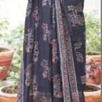 Handcrafted Ajrak Rumi Jo Raqs Dress - Unstitched, organic dye, hand block printed two-piece set, perfect for those embracing timeless tradition and contemporary fashion.