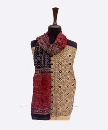 Zeenat Ajrak Scarf, Organic Dye Hand Block Printed Ajrak Scarf