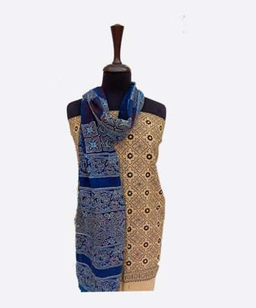 Zarshad Ajrak Scarf, Organic Dye Hand Block Print Ajrak Scarf