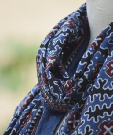 Indigo Kakkar Ajrakh Scarf, Ajrak Scarf , Ajrak Stole